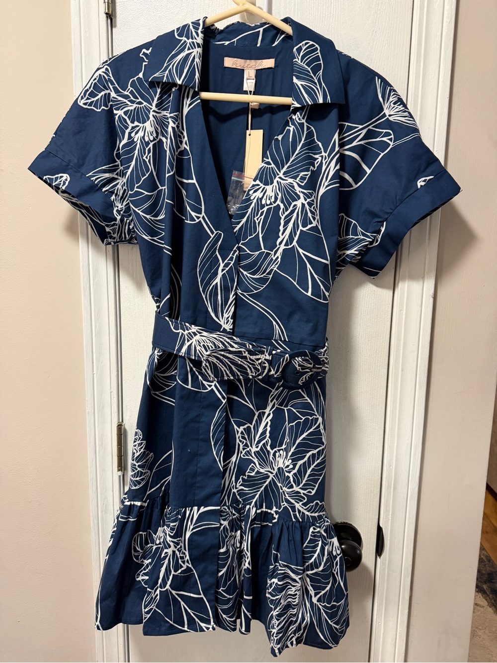 Hutch Navy and White Floral Wrap Dress